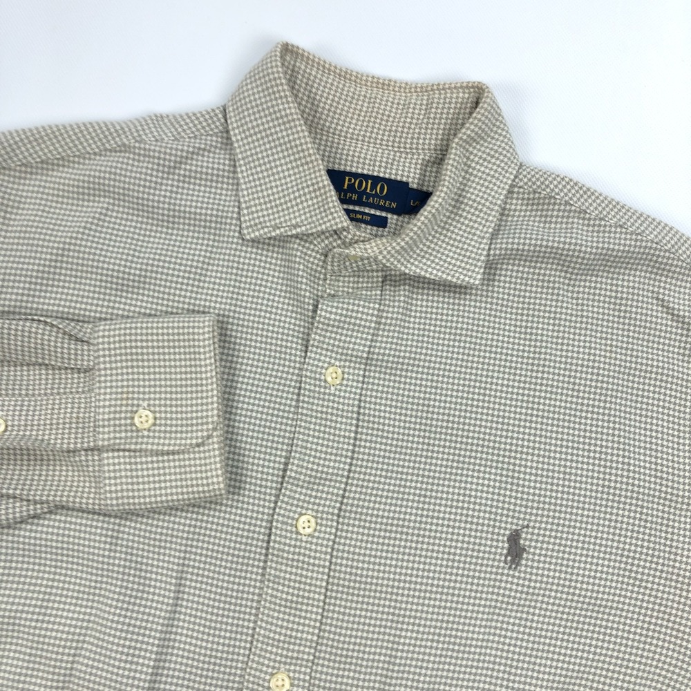 Ralph Lauren Shirt Mens Large Slim Fit Houndstooth Long Sleeve Button
